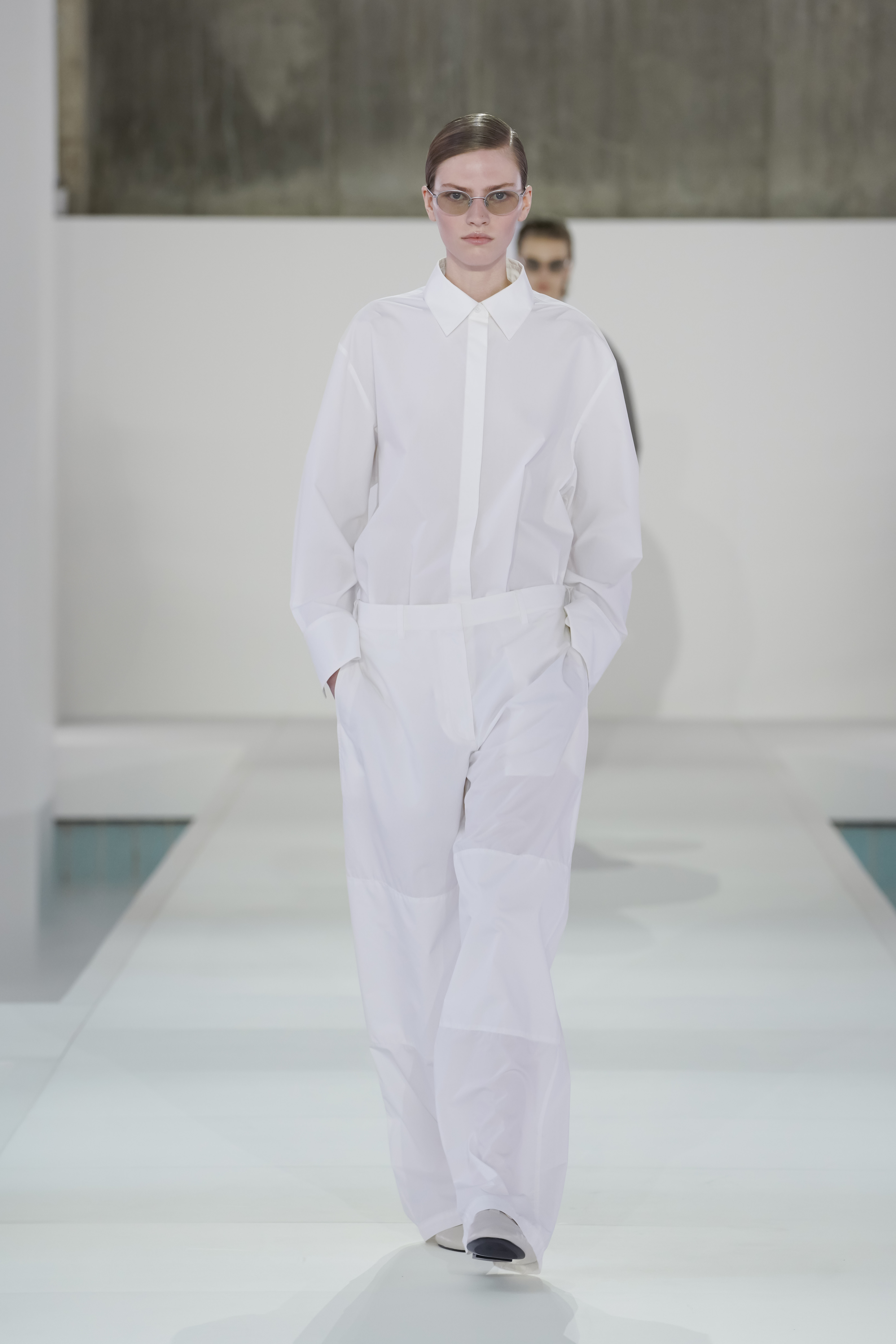 ギャザー入りパネルデザイン コットンパンツ